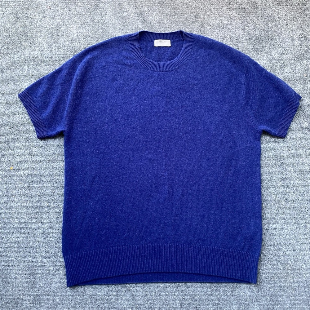 Aritzia Cashmere Sweater Size M Royal Blue Short Sleeve Old Money Quiet Luxury